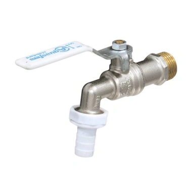 Кран шаровой водоразборный латунь никелированная со штуцером 1119 Standard Ду 15 Ру16 НР/штуц G1/2