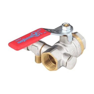 Кран шаровой латунь со спускником 1012 Euro никель Ду 25 Ру25 ВР 1