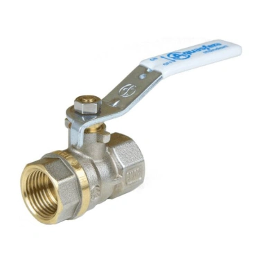 Кран шаровой латунь никель 1001 Euro Ду 20 Ру40 ВР полнопроходной рычаг красный Aquasfera 1001-02