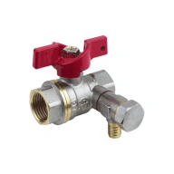 Кран шаровой латунь со спускником 1013 Euro никель Ду 15 Ру40 ВР 1/2