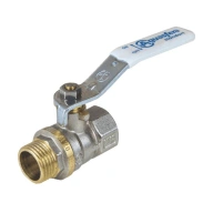 Кран шаровой латунь никель 1003 Euro Ду 20 Ру40 ВР/НР полнопроходной рычаг красный Aquasfera 1003-02