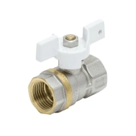 Кран шаровой латунь никель 1002 Euro Ду 25 Ру25 ВР полнопроходной бабочка красная Aquasfera 1002-03