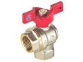 Кран шаровой латунь никель угловой 1008 Euro Ду 15 Ру40 ВР полнопроходной бабочка красная Aquasfera 1008-01