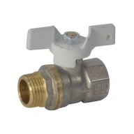 Кран шаровой латунь никель 1004 Euro Ду 15 Ру40 ВР/НР полнопроходной бабочка красная Aquasfera 1004-01