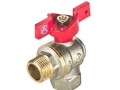 Кран шаровой латунь никель угловой 1009 Euro Ду 15 Ру40 ВР/НР полнопроходной бабочка красная Aquasfera 1009-01