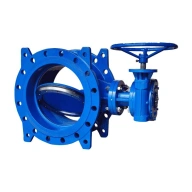 Затвор дисковый поворотный двухэксцентриковый чугун Ду 800 Ру10 фл с редуктором диск чугун манжета EPDM Benarmo